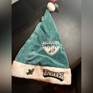 FOCO Teal/ Green Philadelphia Eagles Santa Hat with White Pom-Pom